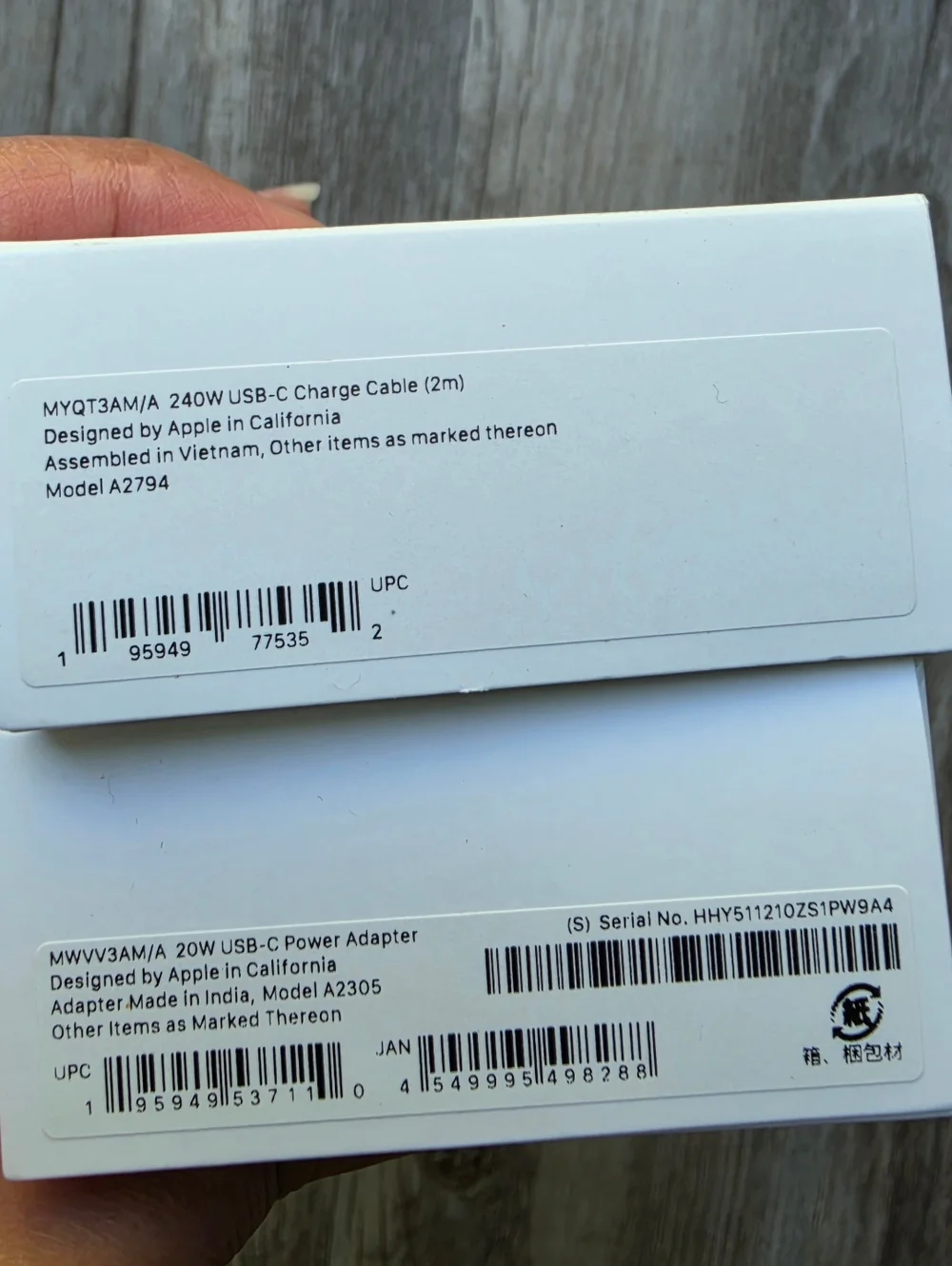 Apple USB-C Charge Cable 240 W 2M Length A2794 & Apple 20W USB-C Power Adapter